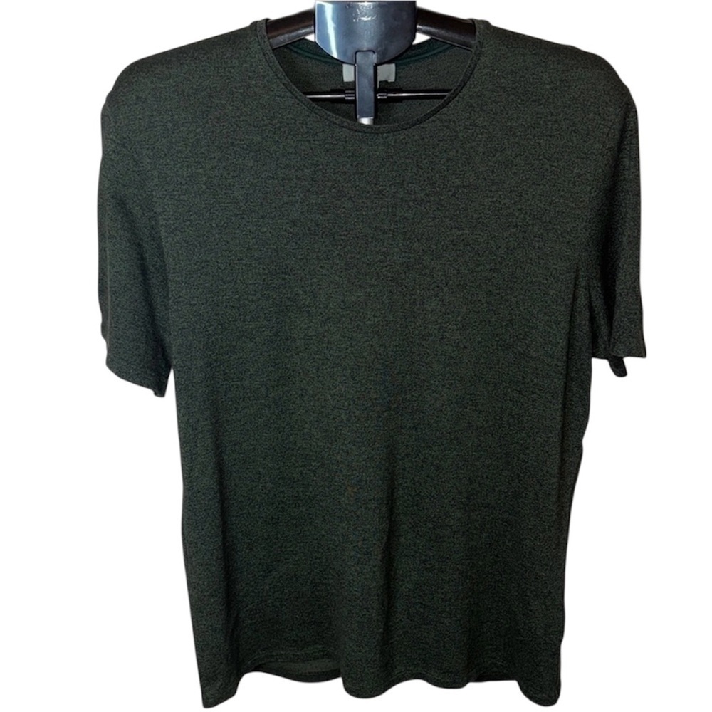 NWOT COS Men’s Dark Green Mixed Knit T-Shirt 100% Cotton Regular Fit Size Large